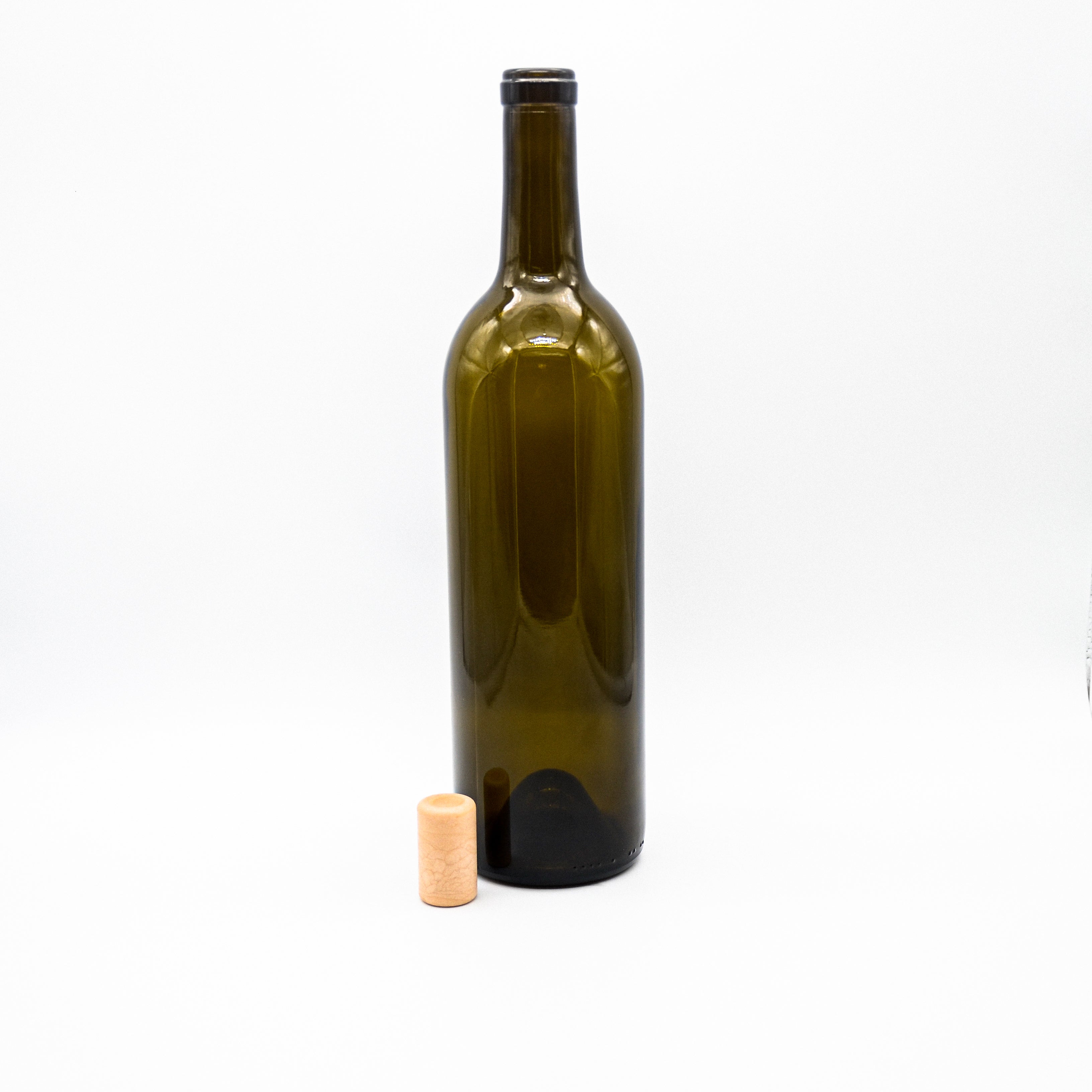 750ml/25oz Green Glass Wine Bottle with Synthetic Cork – IMPackaging