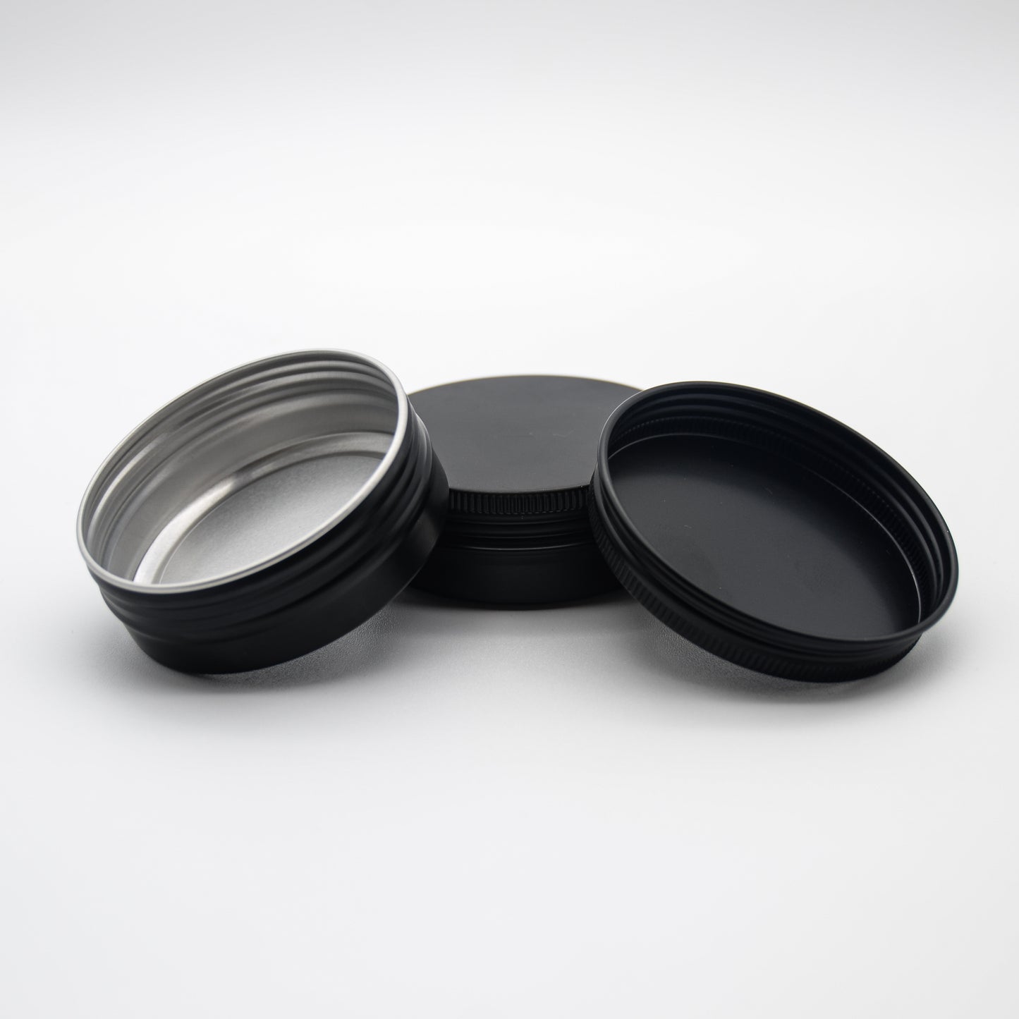 2oz Black Round Tin Container