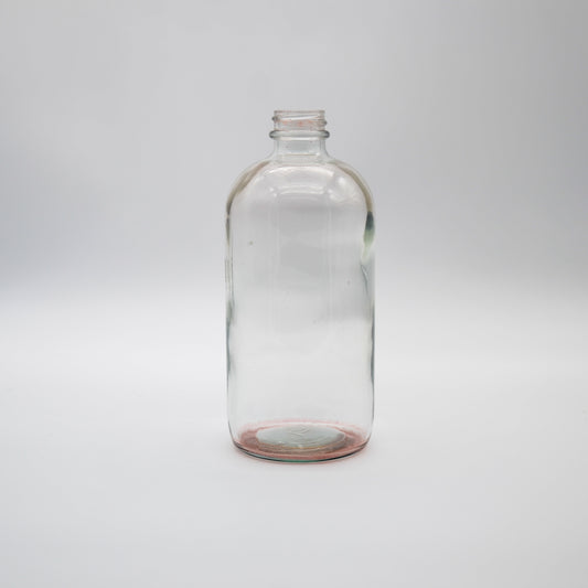 16oz Clear Glass Boston Round Bottle 28/400
