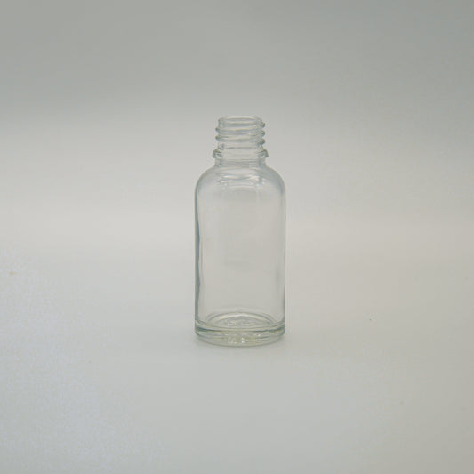 30ml Clear Glass Boston Round Bottle 18 DIN