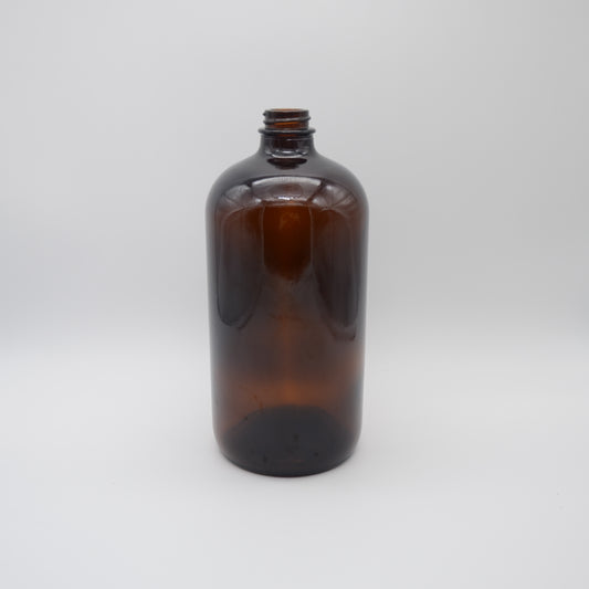 32oz Amber Glass Boston Round Bottle 28/400