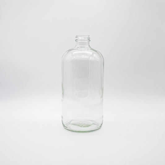 32oz Clear Glass Boston Round Bottle 33/400