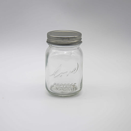 120ml/4oz Clear Glass Love Mini Mason Jar W/ Silver Metal Cap 48mm