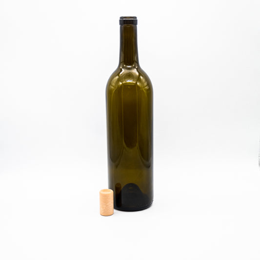 750ml/25oz Green Glass Wine Bottle with Synthetic Cork