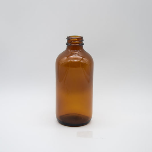 8oz Glass Amber Boston Round Bottle 28/400