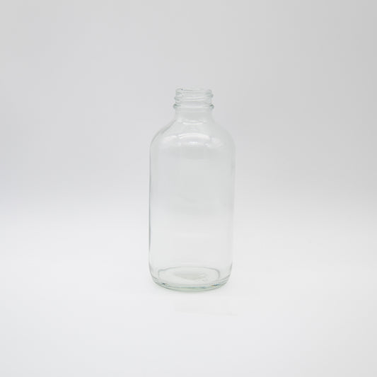 8oz Clear Glass Boston Round Bottle 28/400